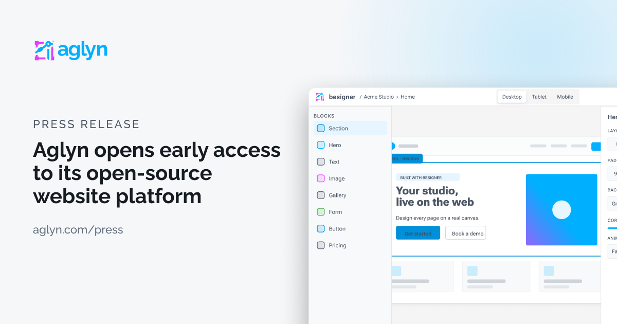 Aglyn opens early access to its open-source website platform